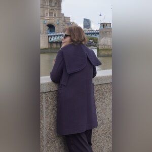 Heart Art Textured Wool Hooded Coat — Issey Miyake Line Aesthetic Size M